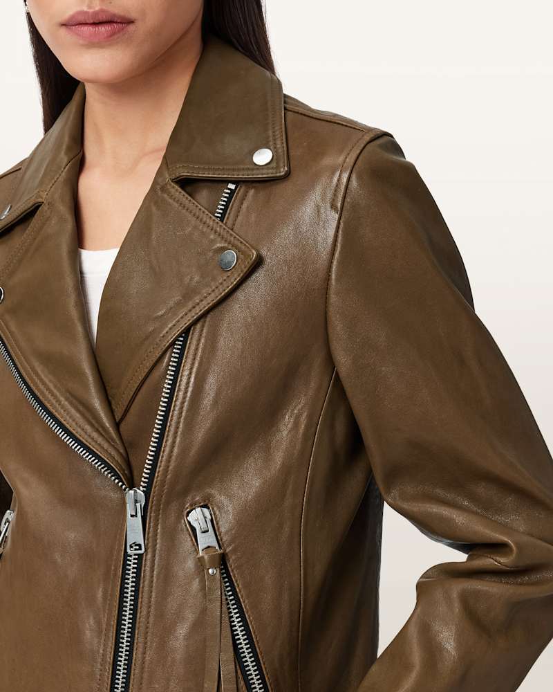 Dalby Slim Fit Leather Biker Jacket