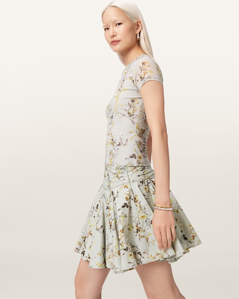 Tulip Floral Voluminous Mini Skirt