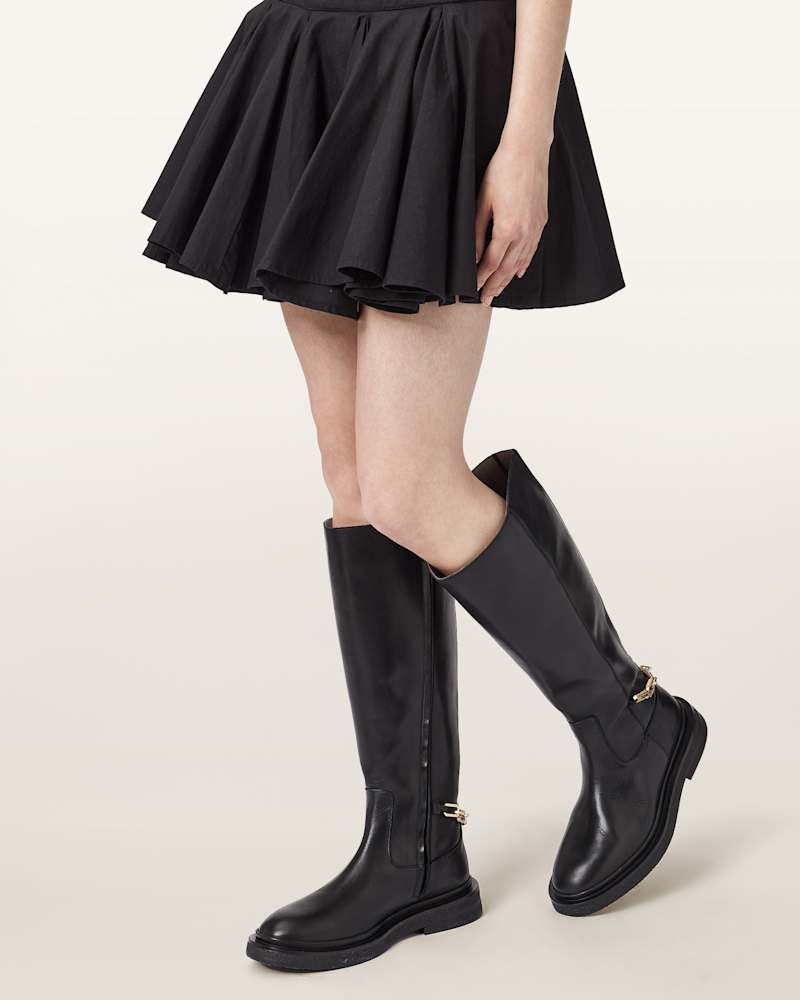 Escher Chain Leather Rider Boots