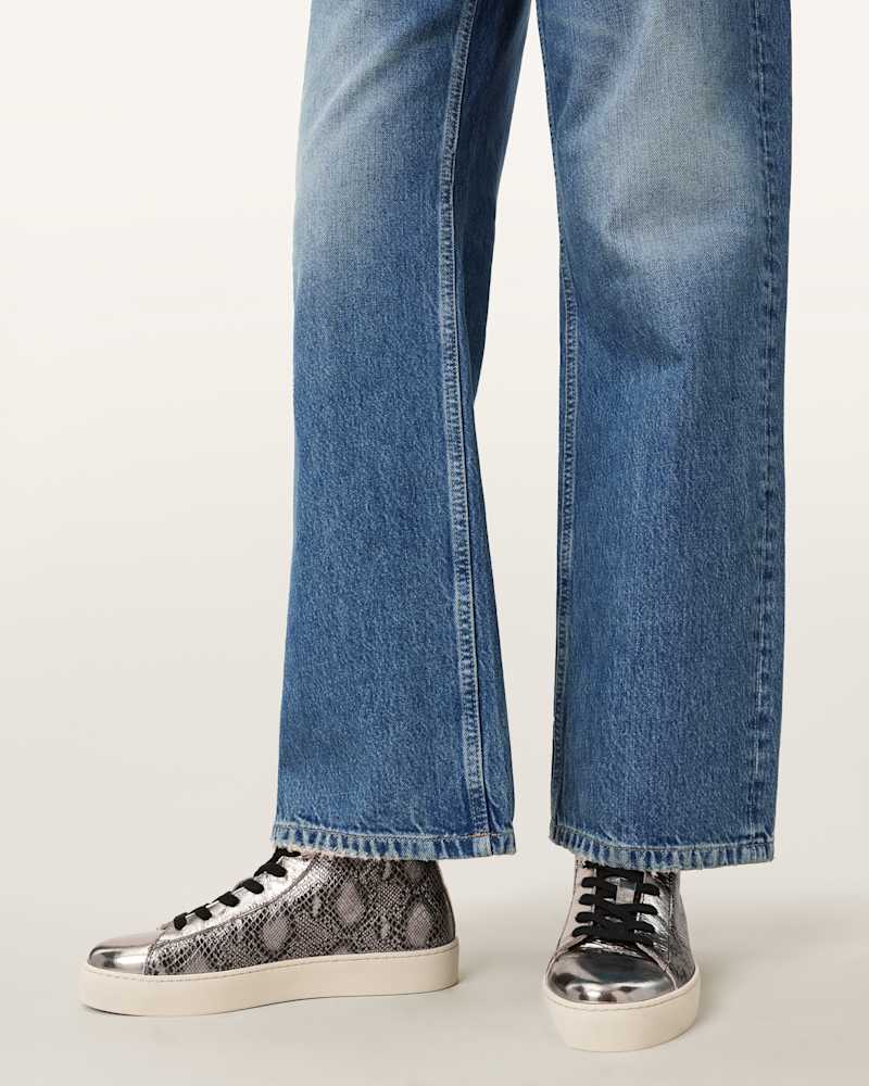 Tana Snake Print Leather High Top Trainers