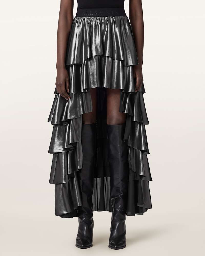 Cavarly Metallic Maxi Skirt