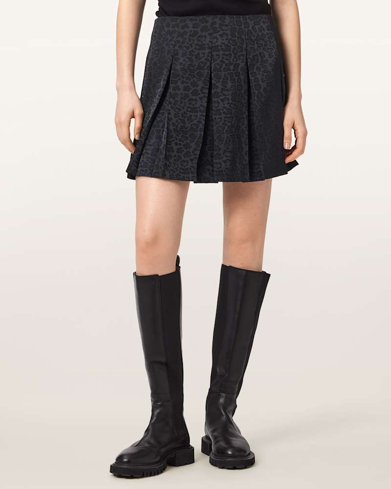 Viola Leopard Print Pleated Mini Skirt 