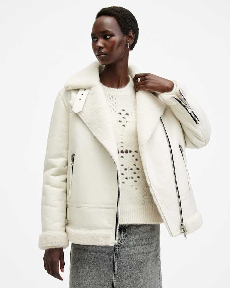 Sola Oversized Shearling Biker Jacket