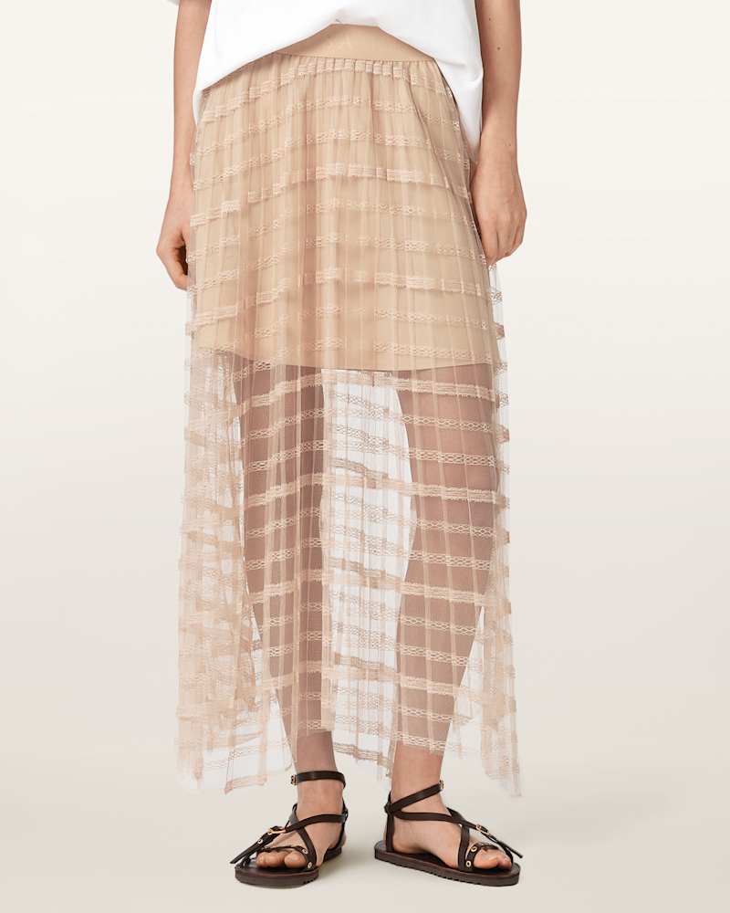 Celia Sheer Overlay Midi Skirt