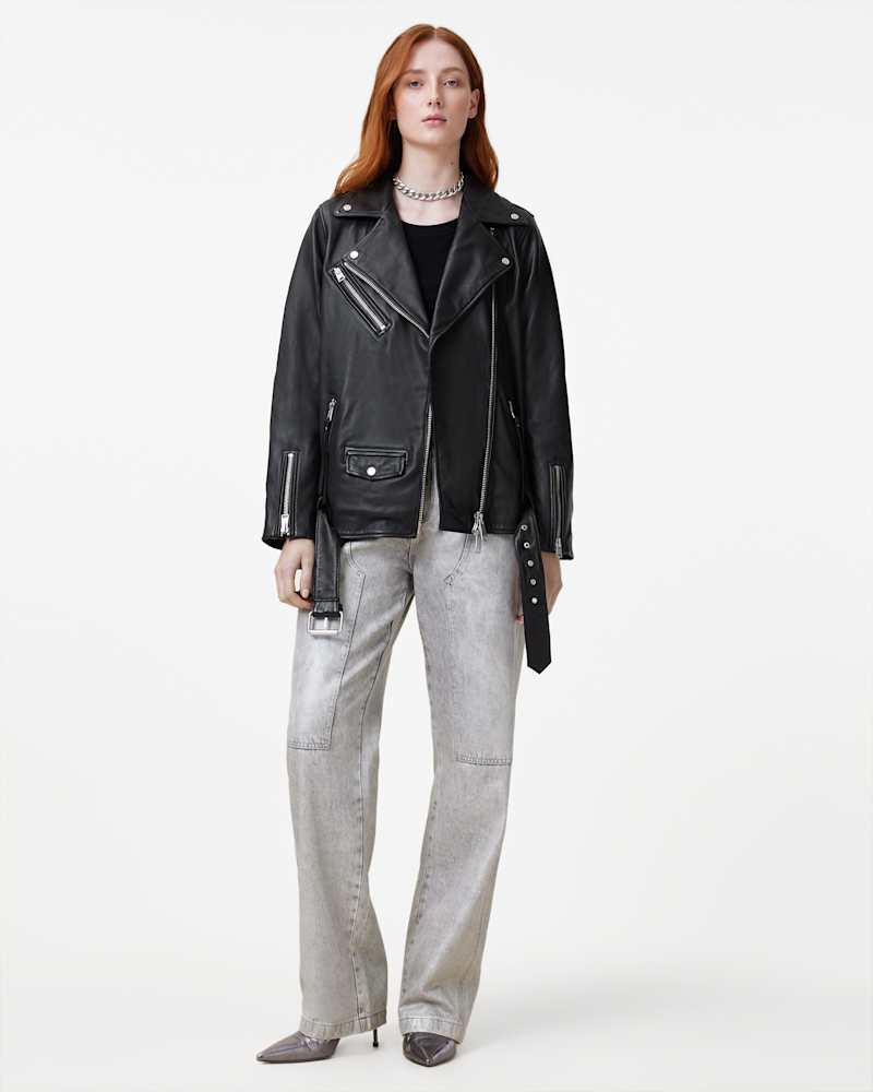 Billie Pearl Embellished Leather Biker Jacket