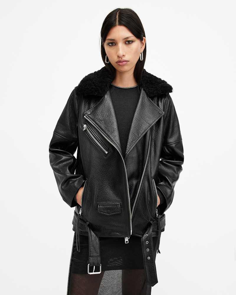 Vendra Relaxed Fit Leather Biker Jacket