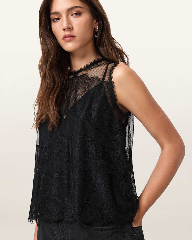 Clara Lace Trim Sleeveless Top
