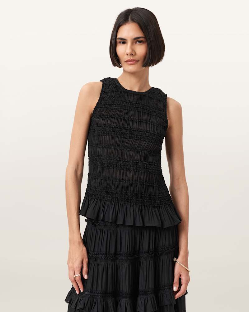 Marion Shirred Sleeveless Top