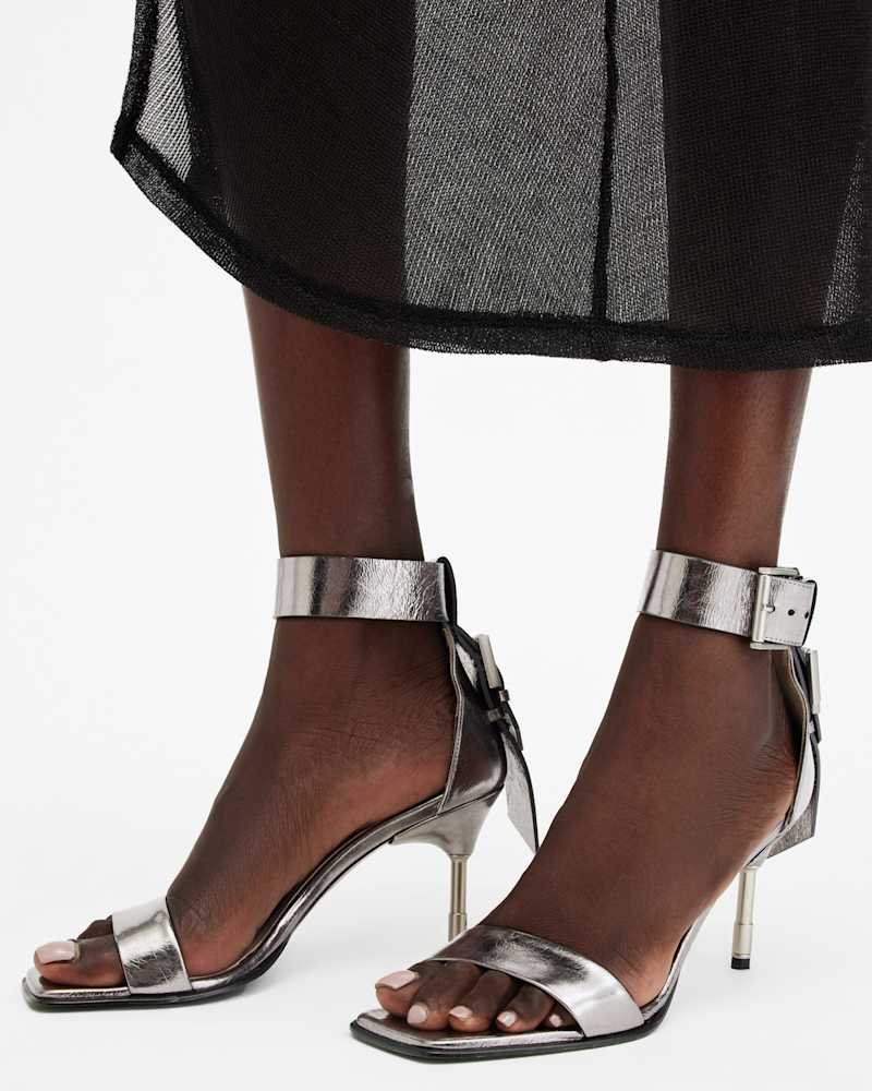 Noir Square Toe Heeled Sandal