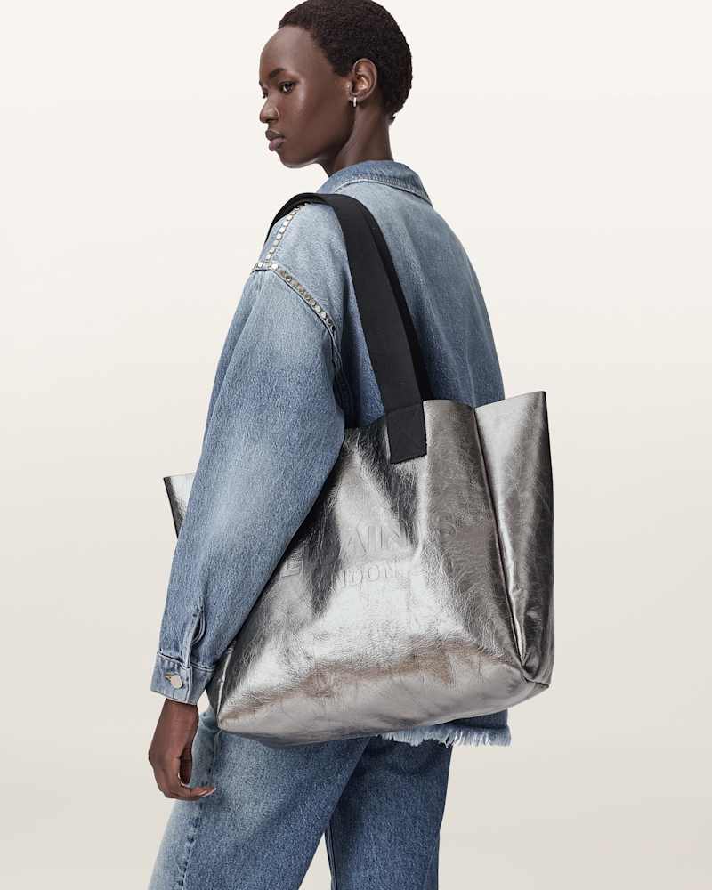 Izzy Metallic Leather Tote Bag