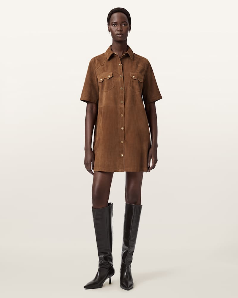 Rock Suede Mini Shirt Dress