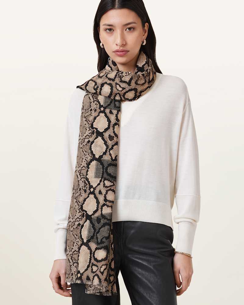 Flow Snake Print Logo Pareo Scarf