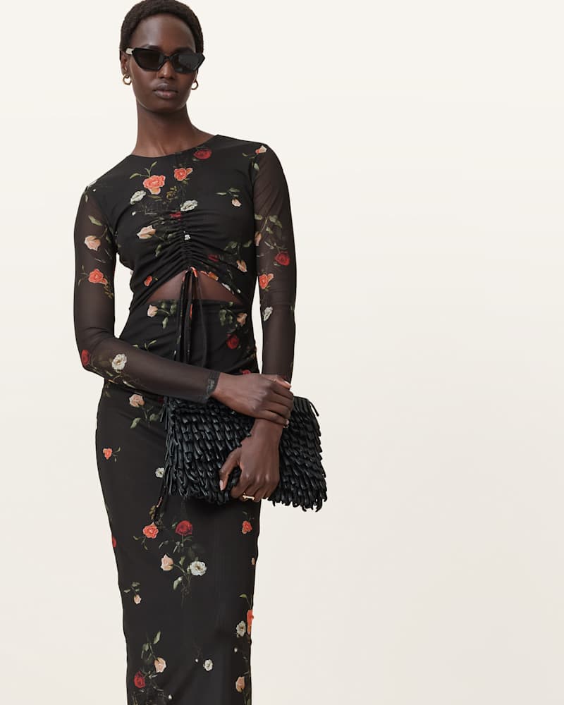 Kathy Print Mesh Maxi Dress