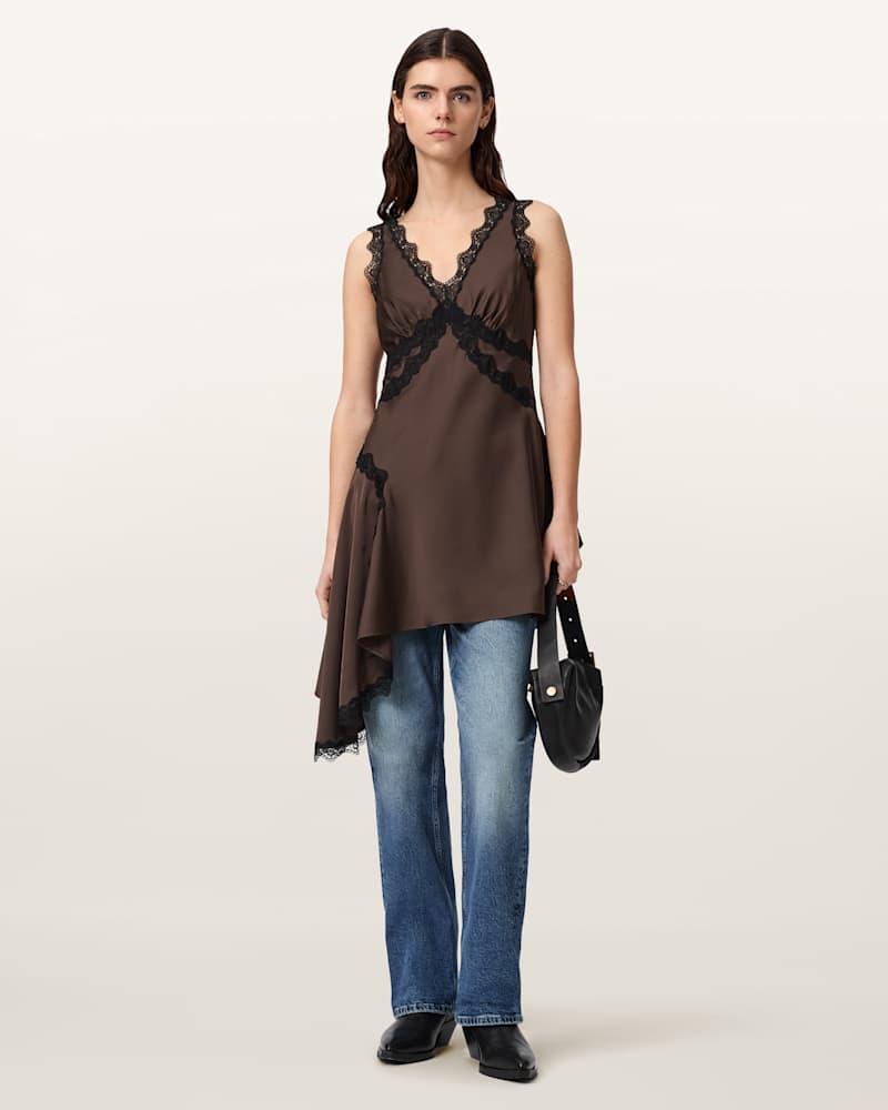 Ilka Asymmetric Lace Mini Dress 