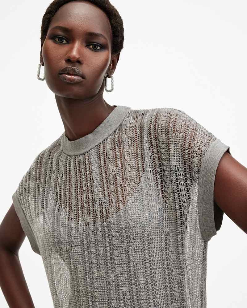 Giana Metallic Open Stitch Midi Dress