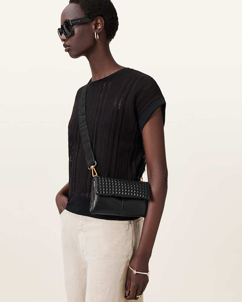 Ezra Leather Studded Crossbody Bag