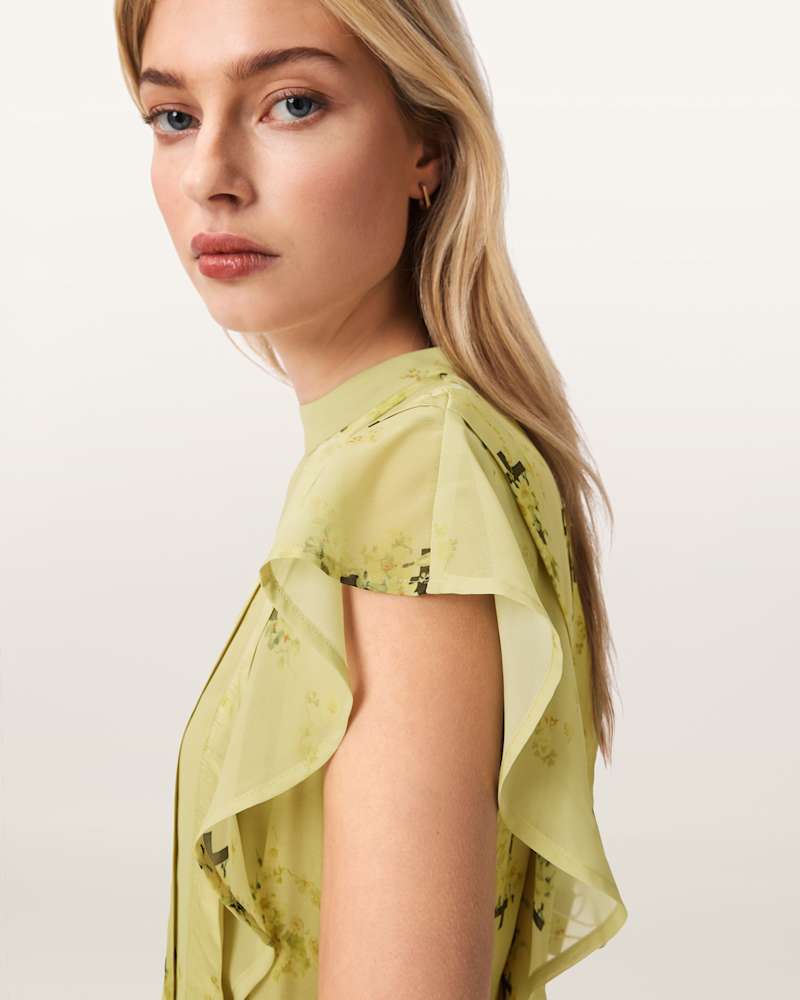 Fleur Printed Asymmetric Mini Dress 