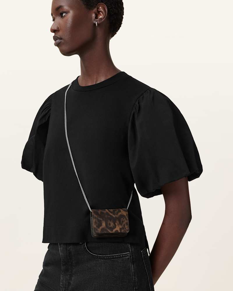 Honore Leopard Print Suede Crossbody Bag