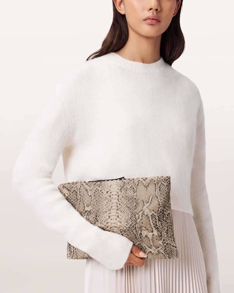 Bettina Leather Snake Clutch Bag