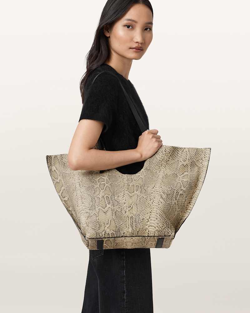 Ara Leather Snake Tote Bag