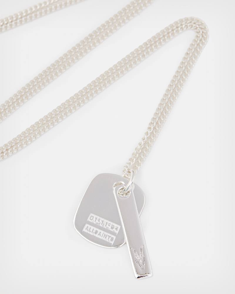 Logo Tag Sterling Silver Charm Necklace