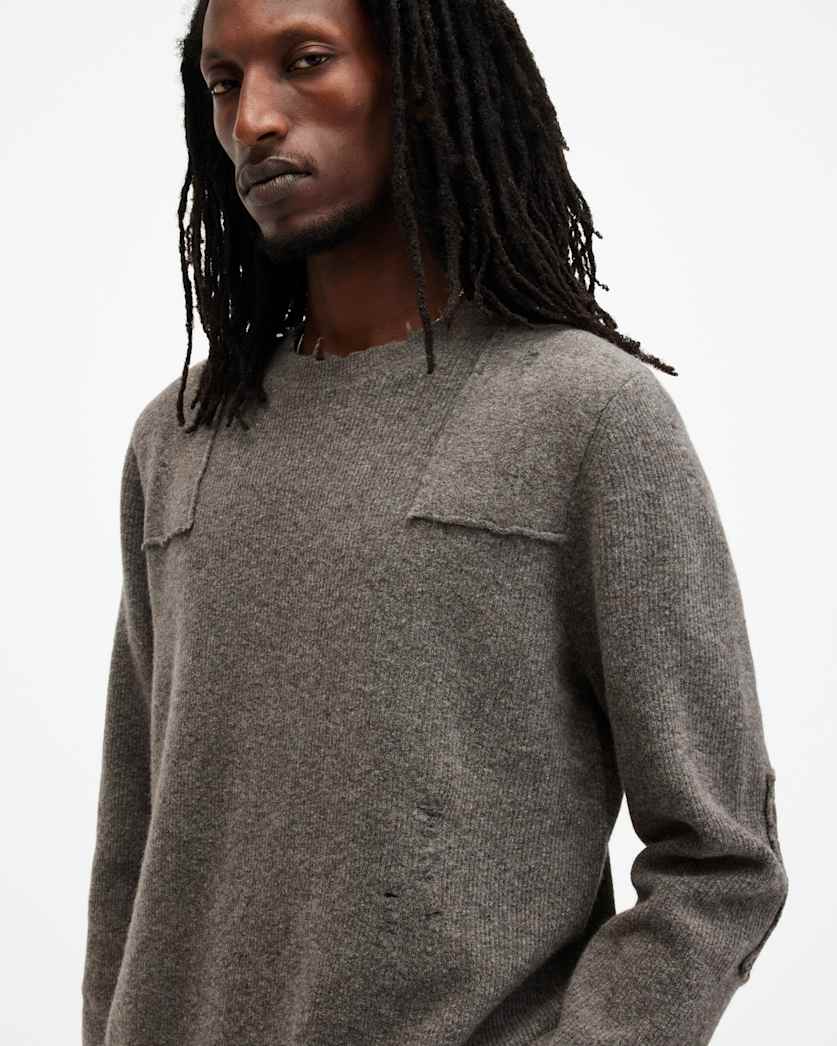 Pointer Crew Neck Distressed Jumper