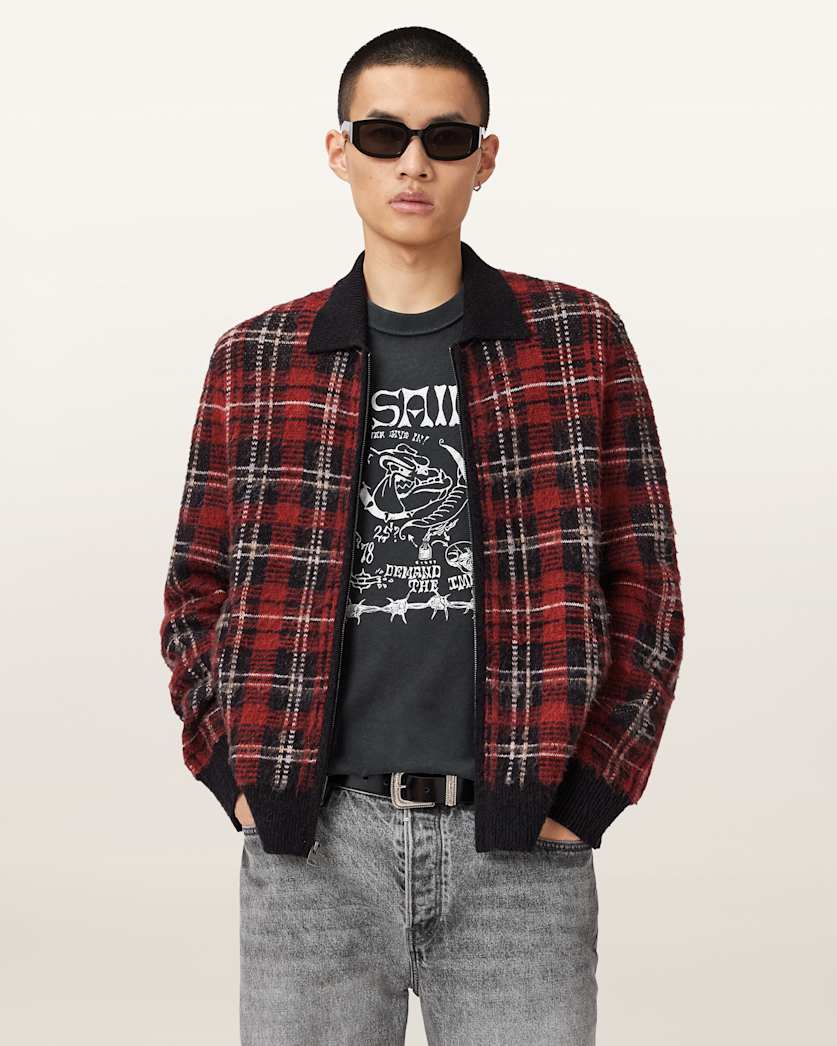 Nettle Jacquard Plaid Cardigan