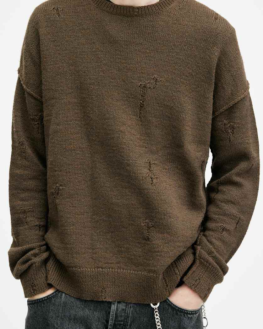 Ektarr Crew Neck Distressed Jumper
