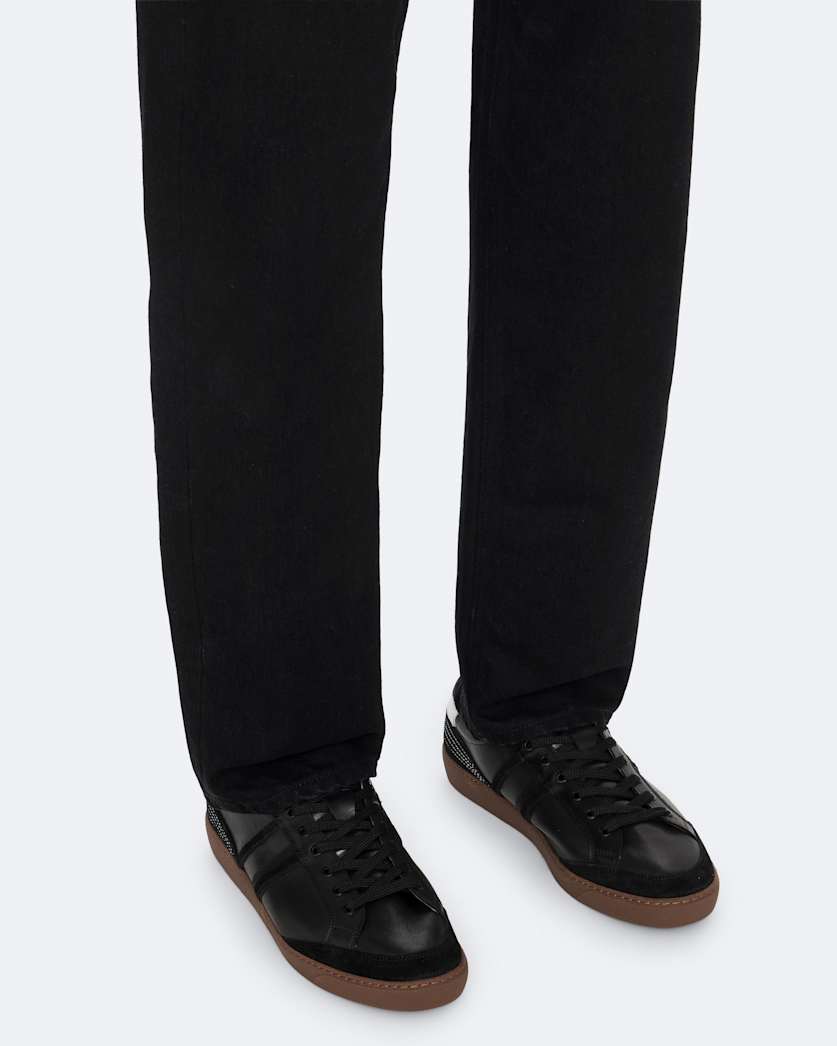 Sheer Contrast Leather Trainers