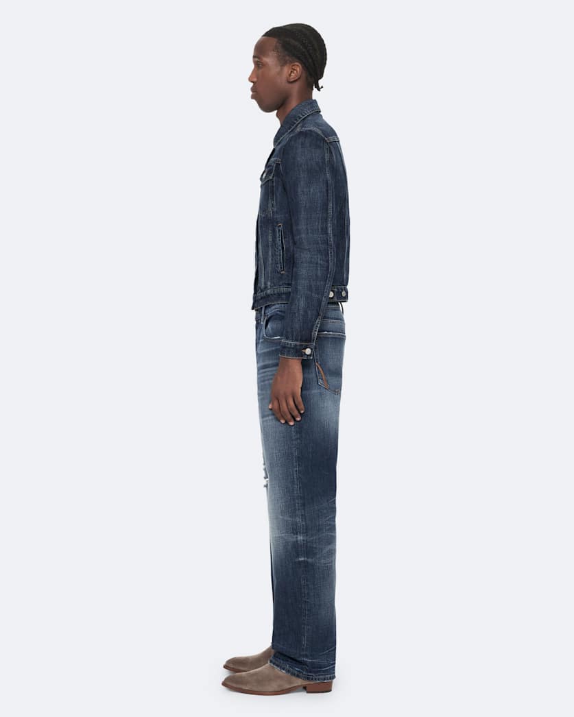 Destroy Mid Indigo Loose Straight-Leg Jeans