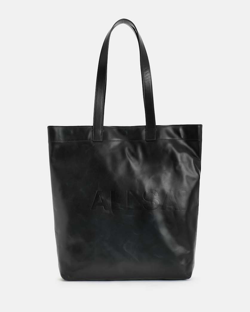 Yuto Embossed Logo Leather Tote Bag