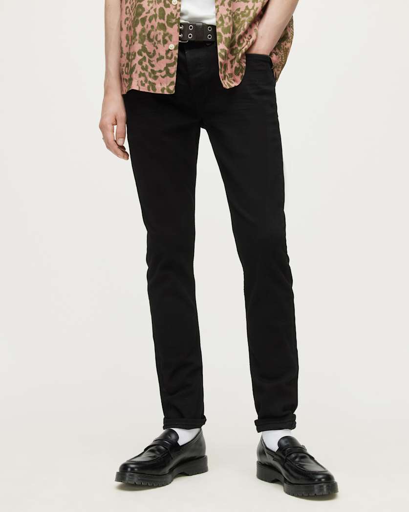 all saints mens cigarette jeans ALLSAINTS Damaged Skinny Fit in Washed Black They come in different leg lengths Cigarette Skinny Fit Stretch Denim