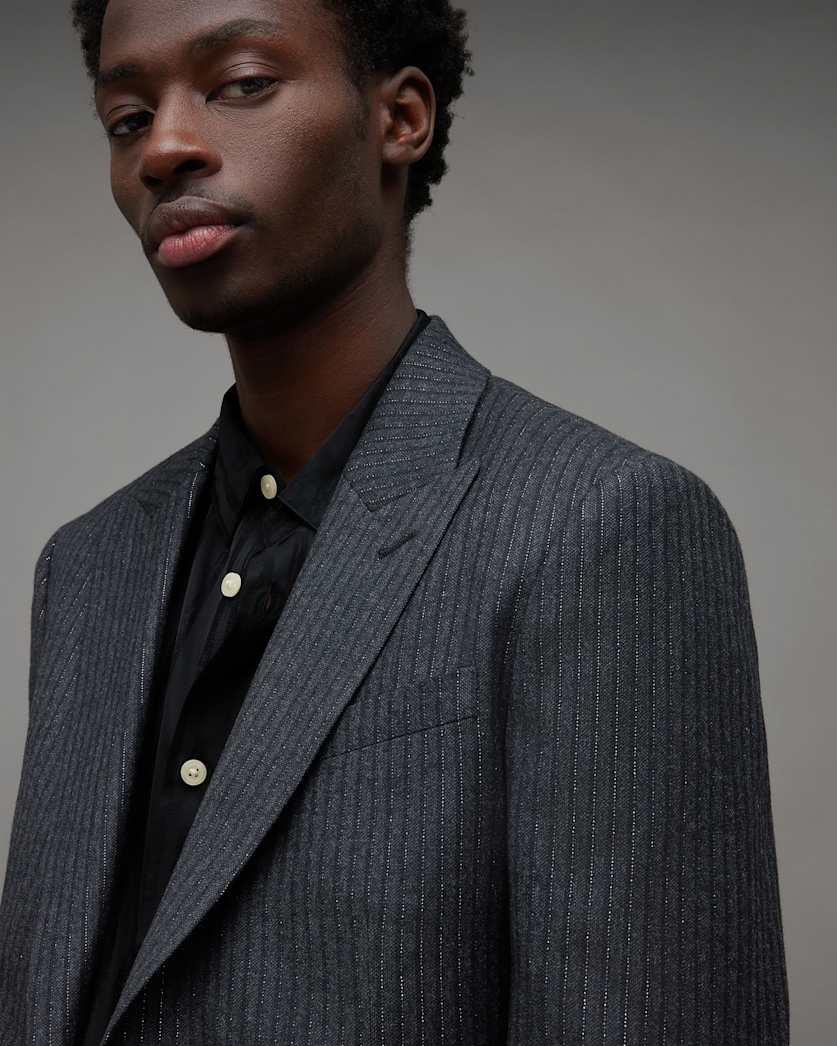 Androm Metallic Pinstriped Slim Blazer