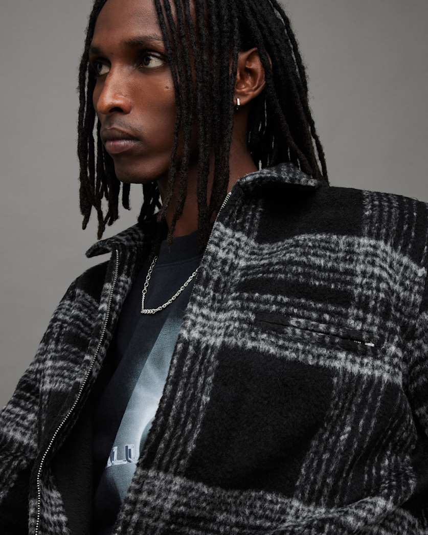 Phoenix Checked Zip Relaxed Fit Jacket