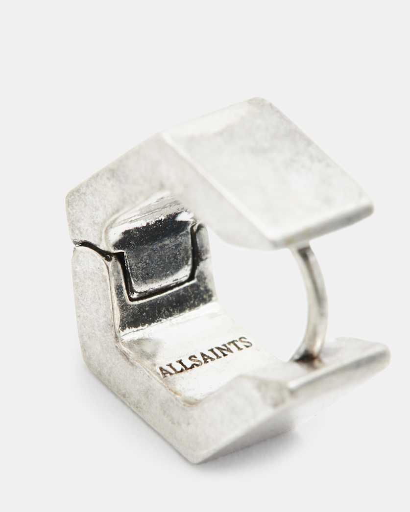 Hex Sterling Silver Bolt Hoop Earring