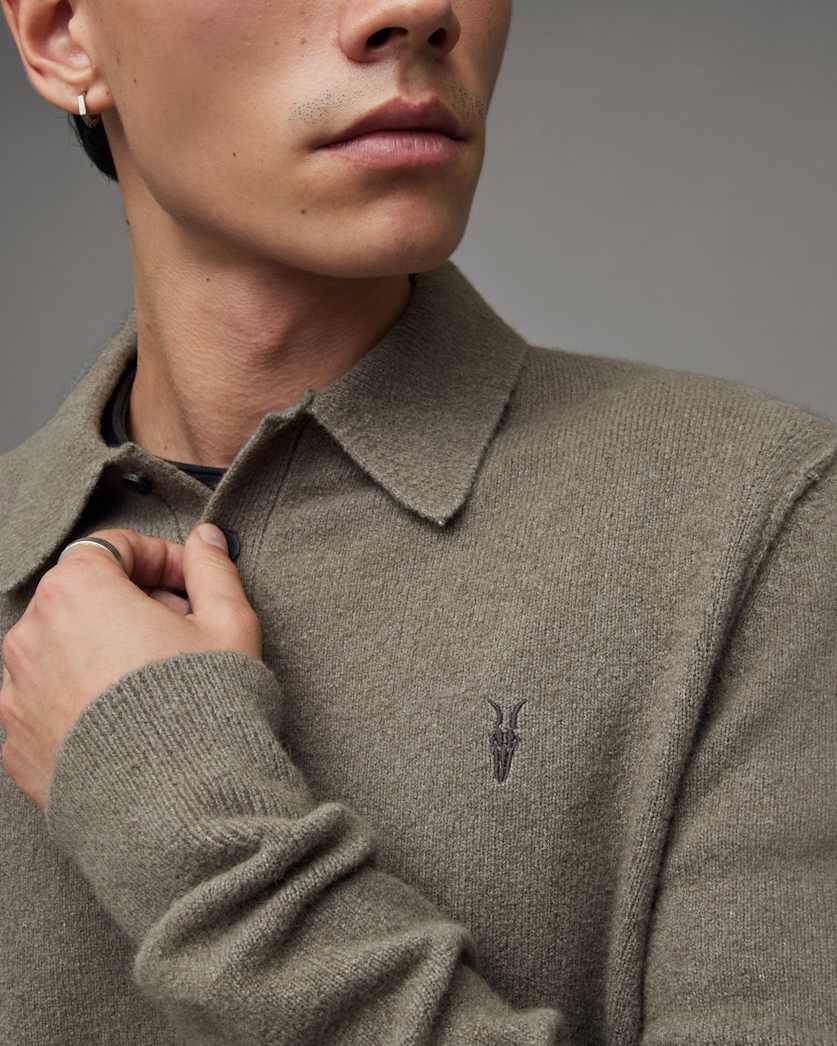 Statten Long Sleeve Ramskull Polo Jumper