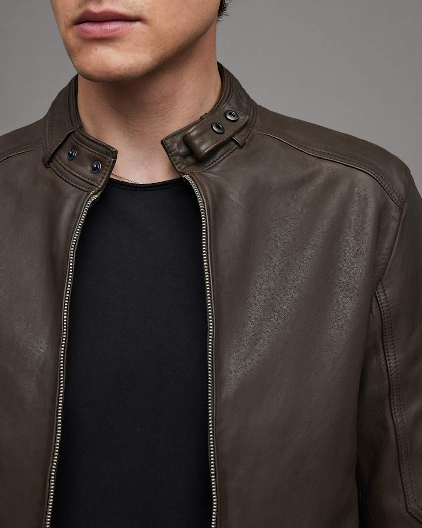 Cora Leather Snap Back Collar Jacket