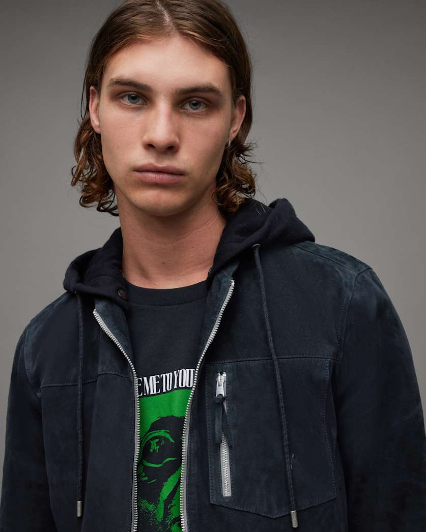 Kairo Removable Hood Suede Bomber Jacket