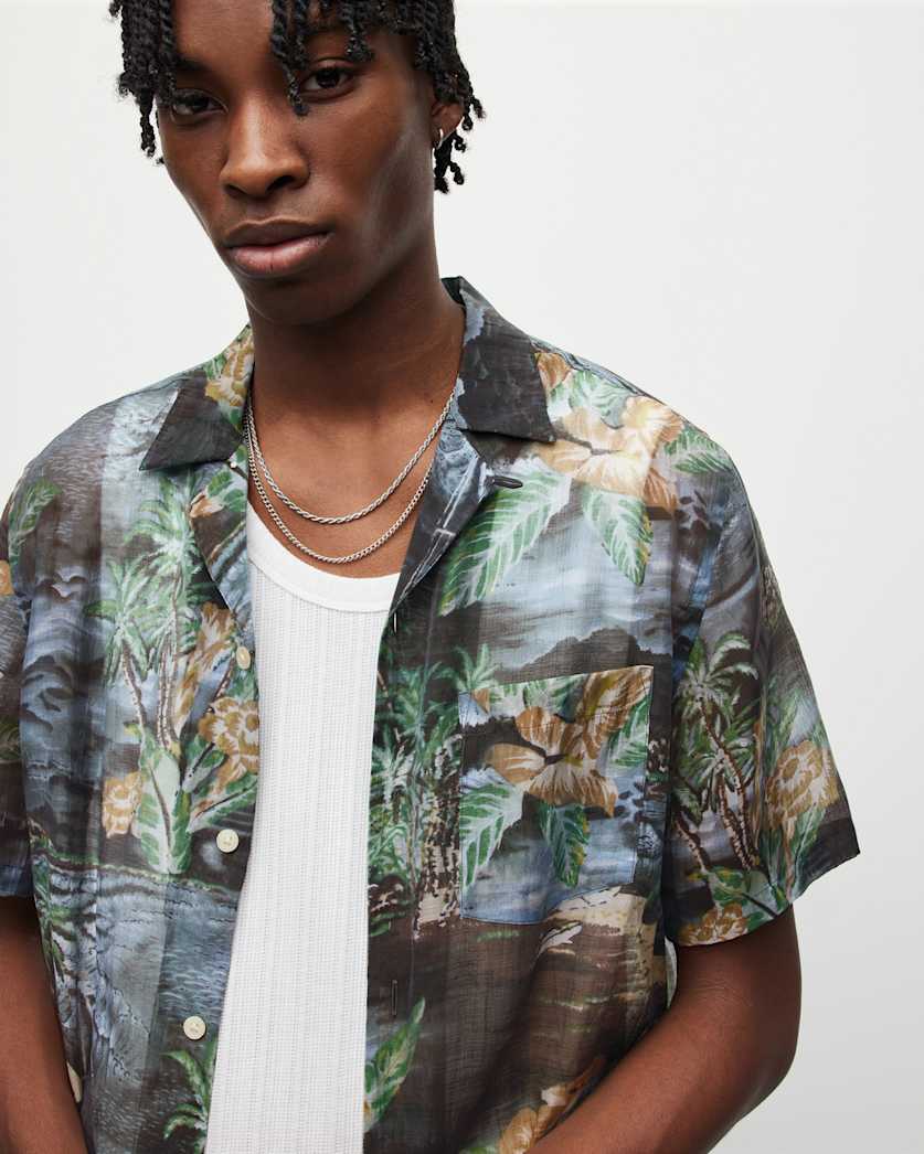 Aquila Short Sleeve Tropical Print Shirt
