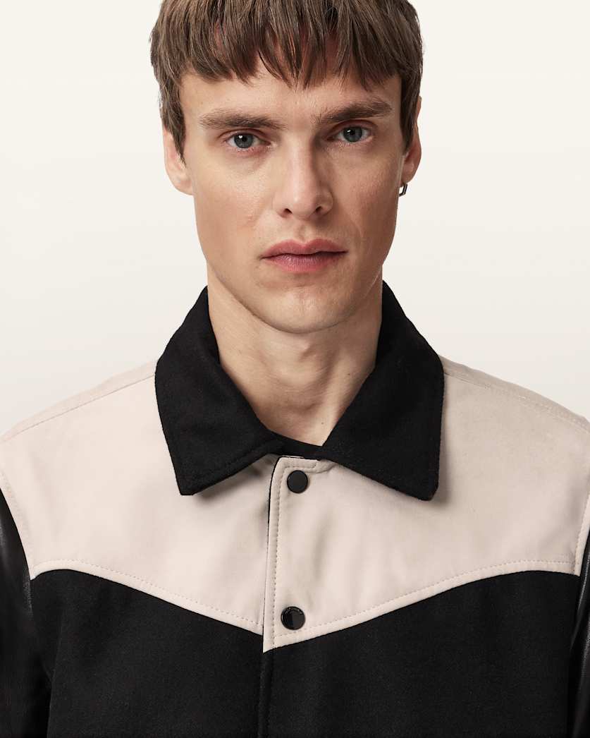 Endleton Contrast Leather Bomber Jacket