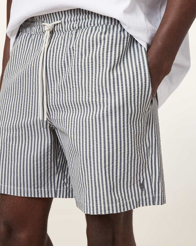 Warden Striped Seersucker Swim Shorts
