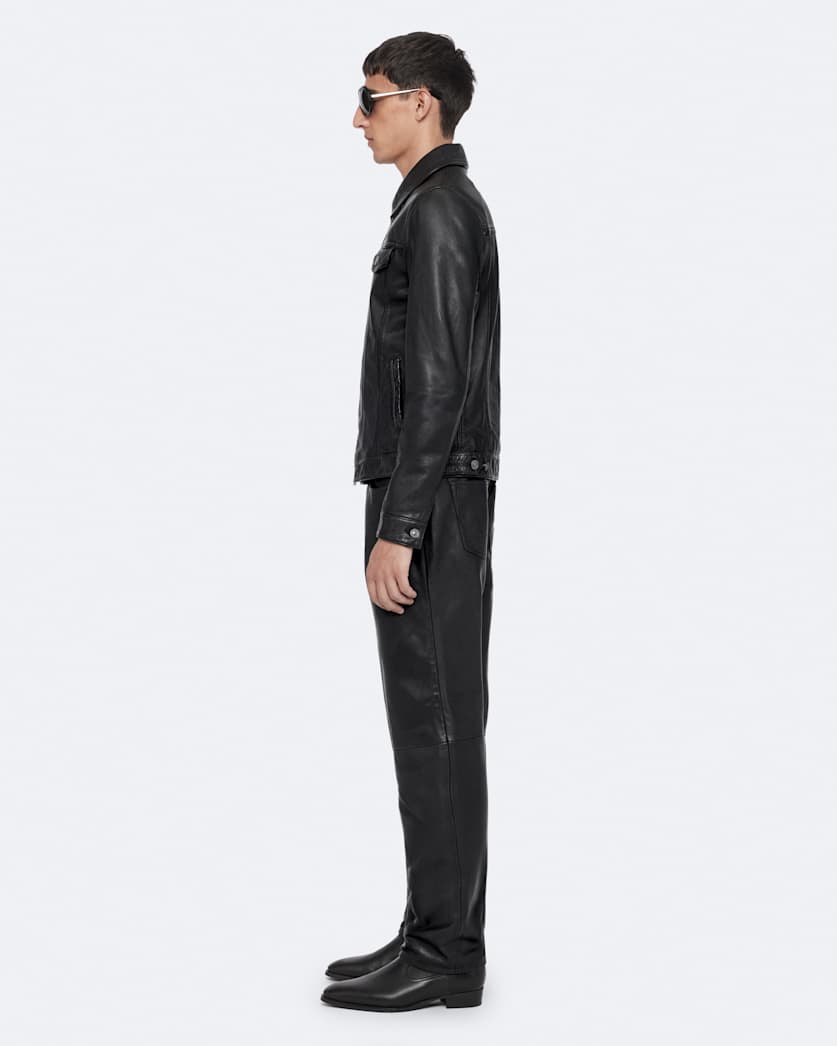 Leather trucker jacket