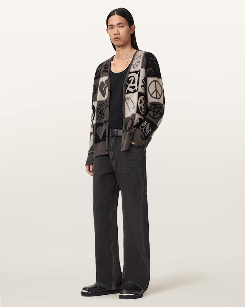 Barker Jacquard Cotton Knit Cardigan