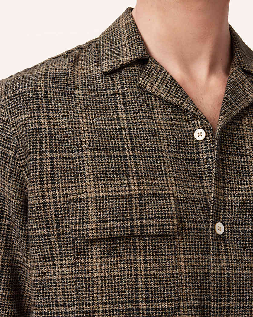 Saru Relaxed Check Shirt Black/Brown | ALLSAINTS US