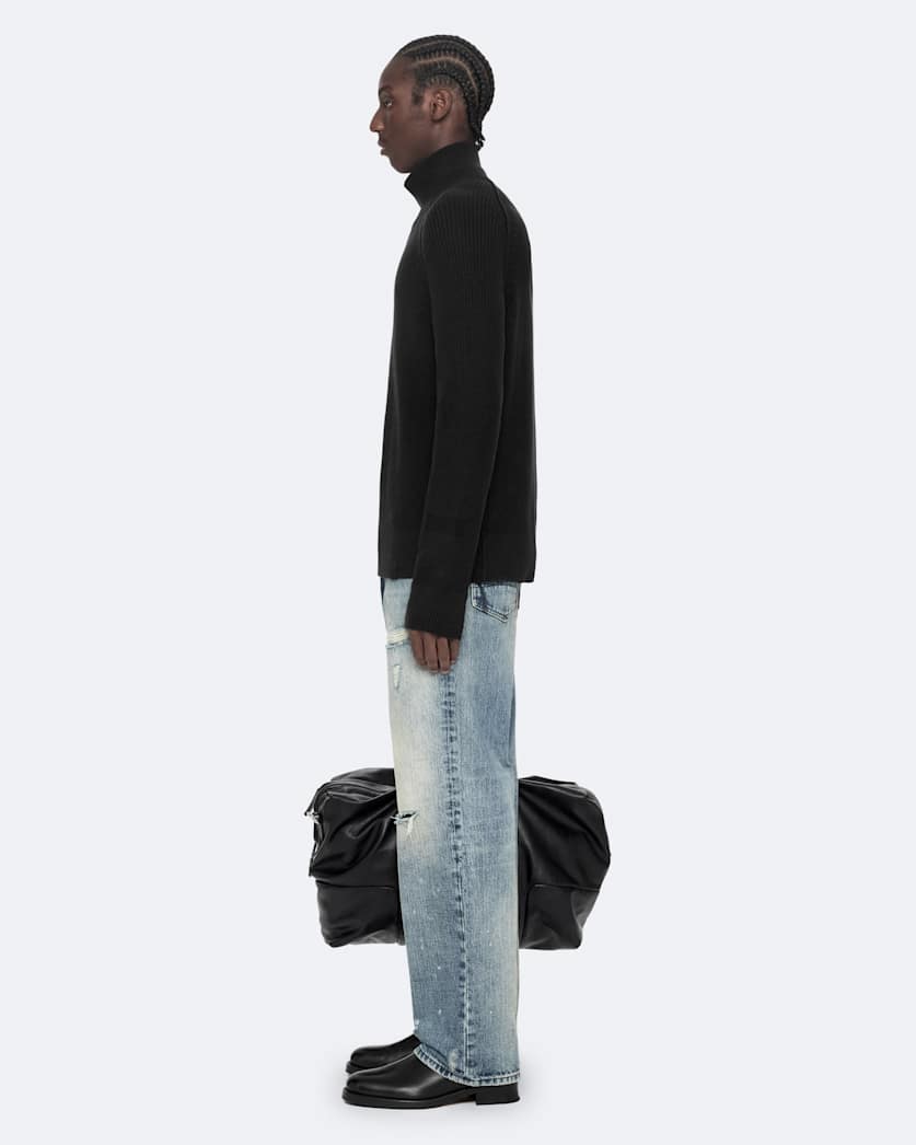 Zipped funnel-neck jumper