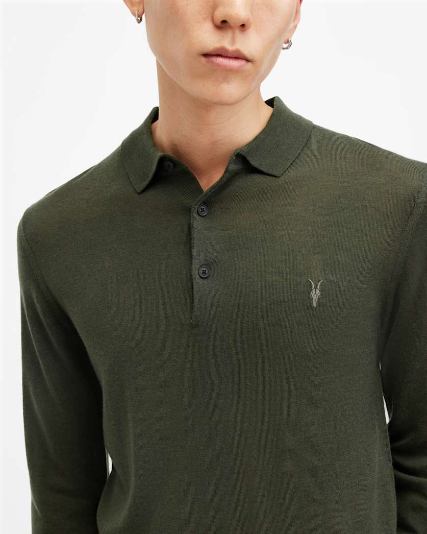 Mode Merino Long Sleeve Ramskull Polo Shirt