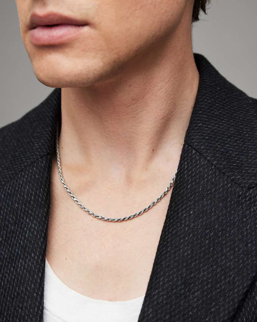 Rope Chain Sterling Silver Long Necklace