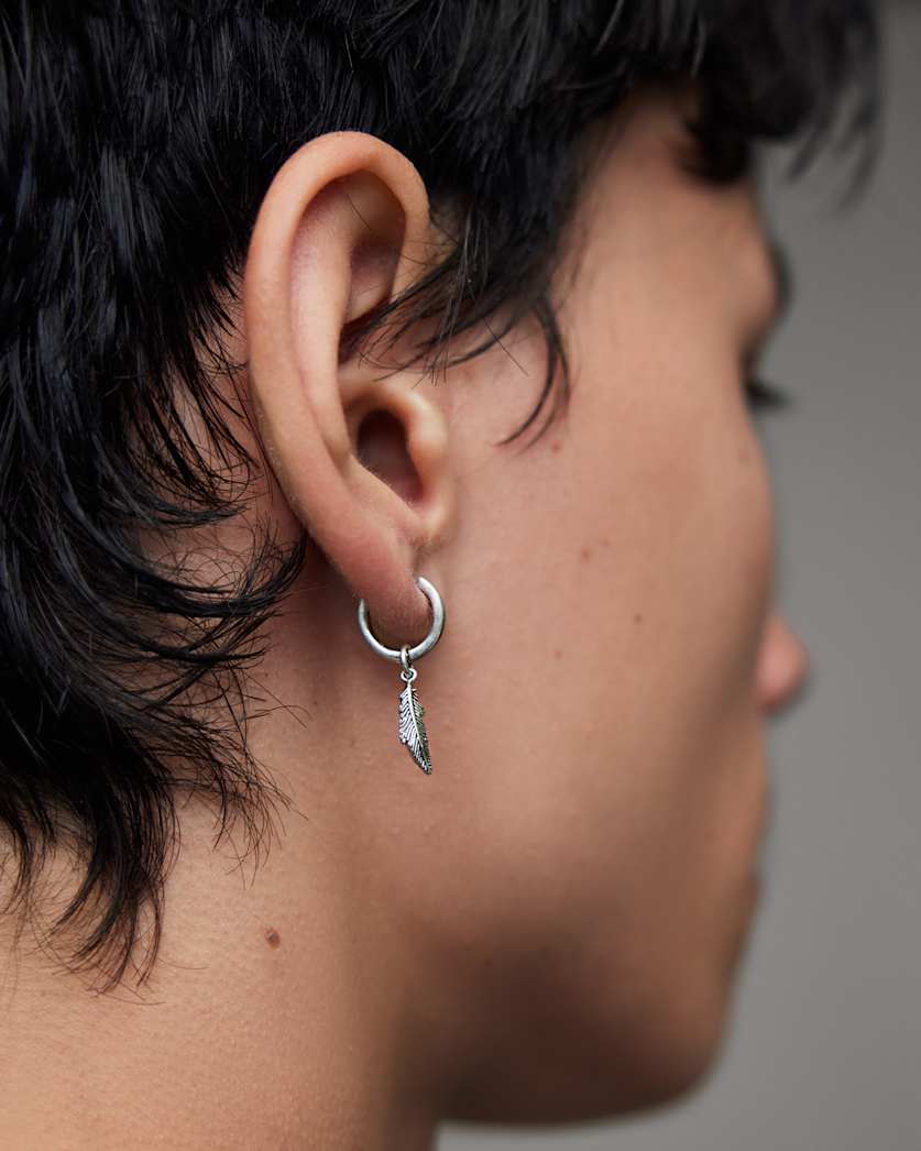 Feather Sterling Silver Hoop Earring