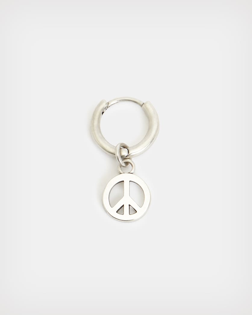 Peace Sterling Silver Hoop Earring