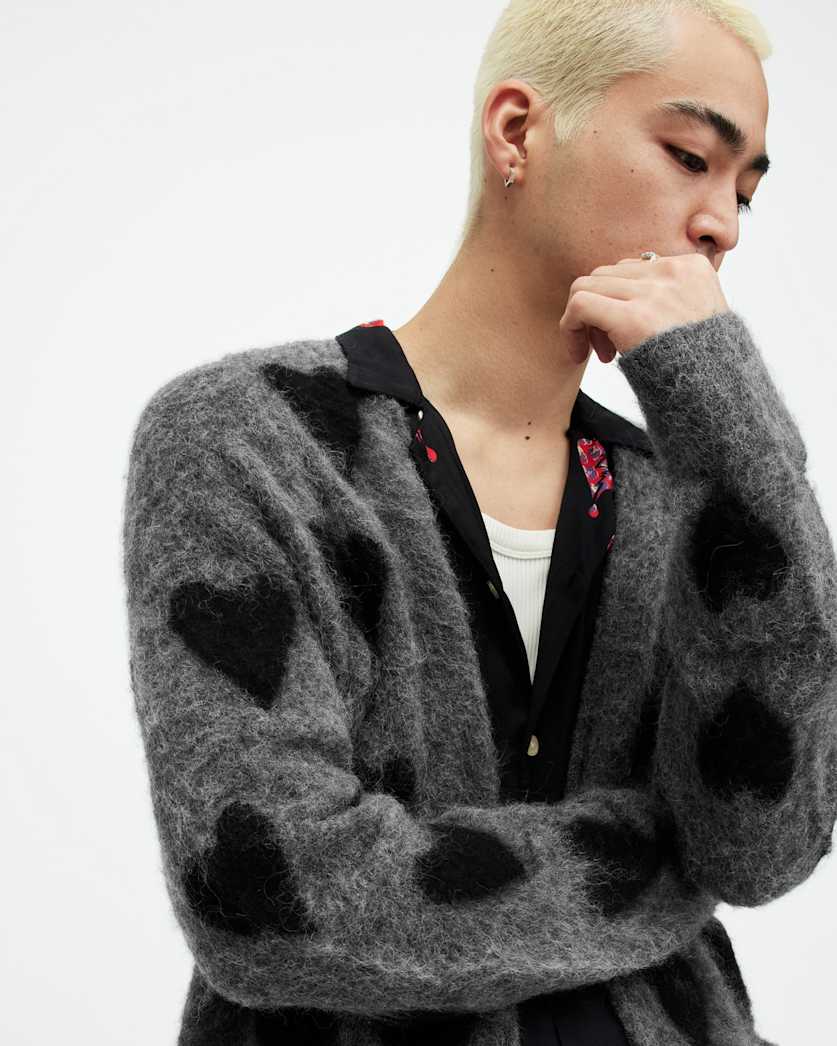 Amore Heart Motif Relaxed Fit Cardigan